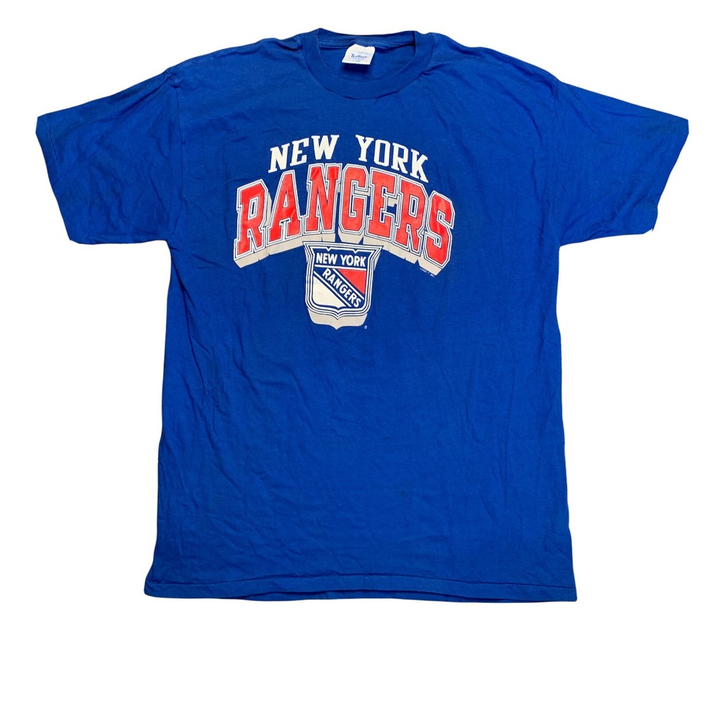 Vintage New York Rangers T-Shirt  Men's XL Tultex Single Stitch 90's Logo 7 Blue